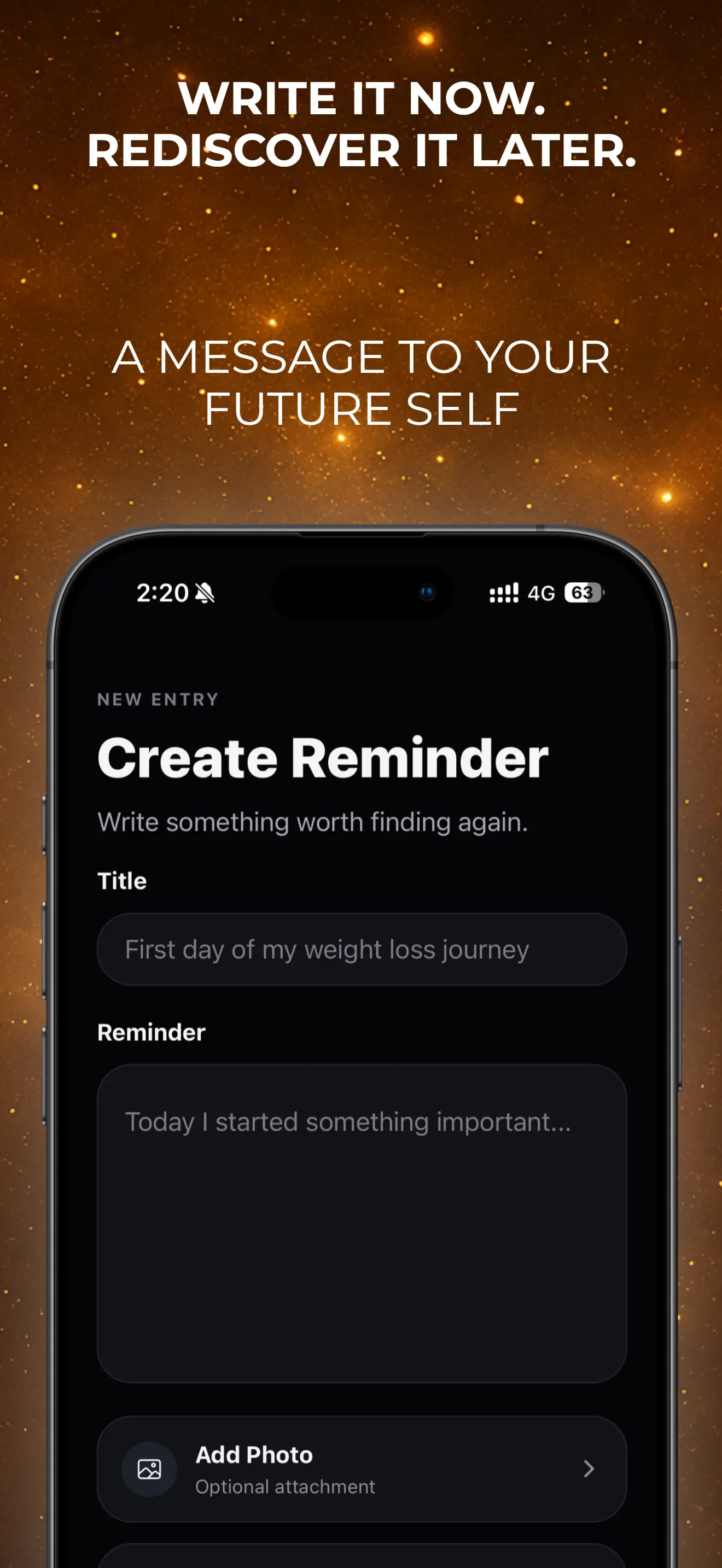 RemindMe create reminder screen