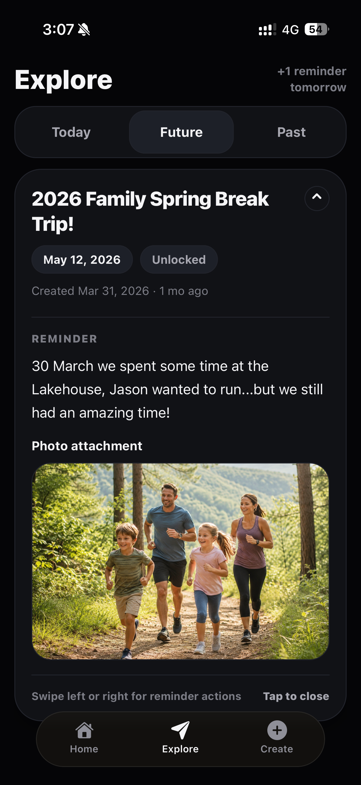 Expanded RemindMe memory card with a photo attachment